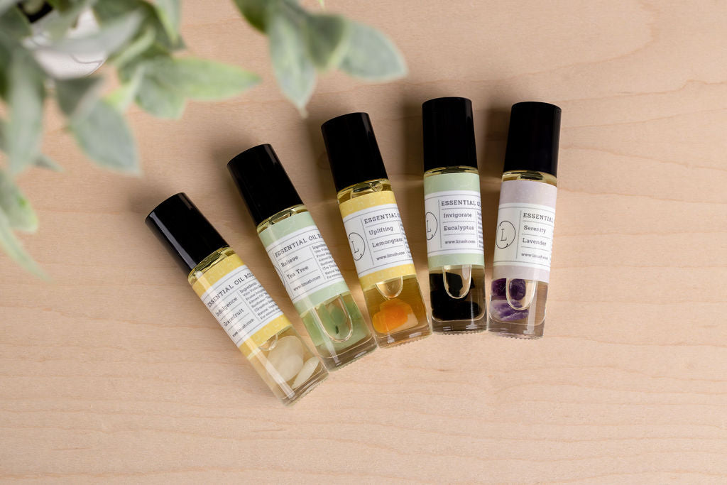Essential Oils Roll-On with Crystals - set of 5 by Lizush