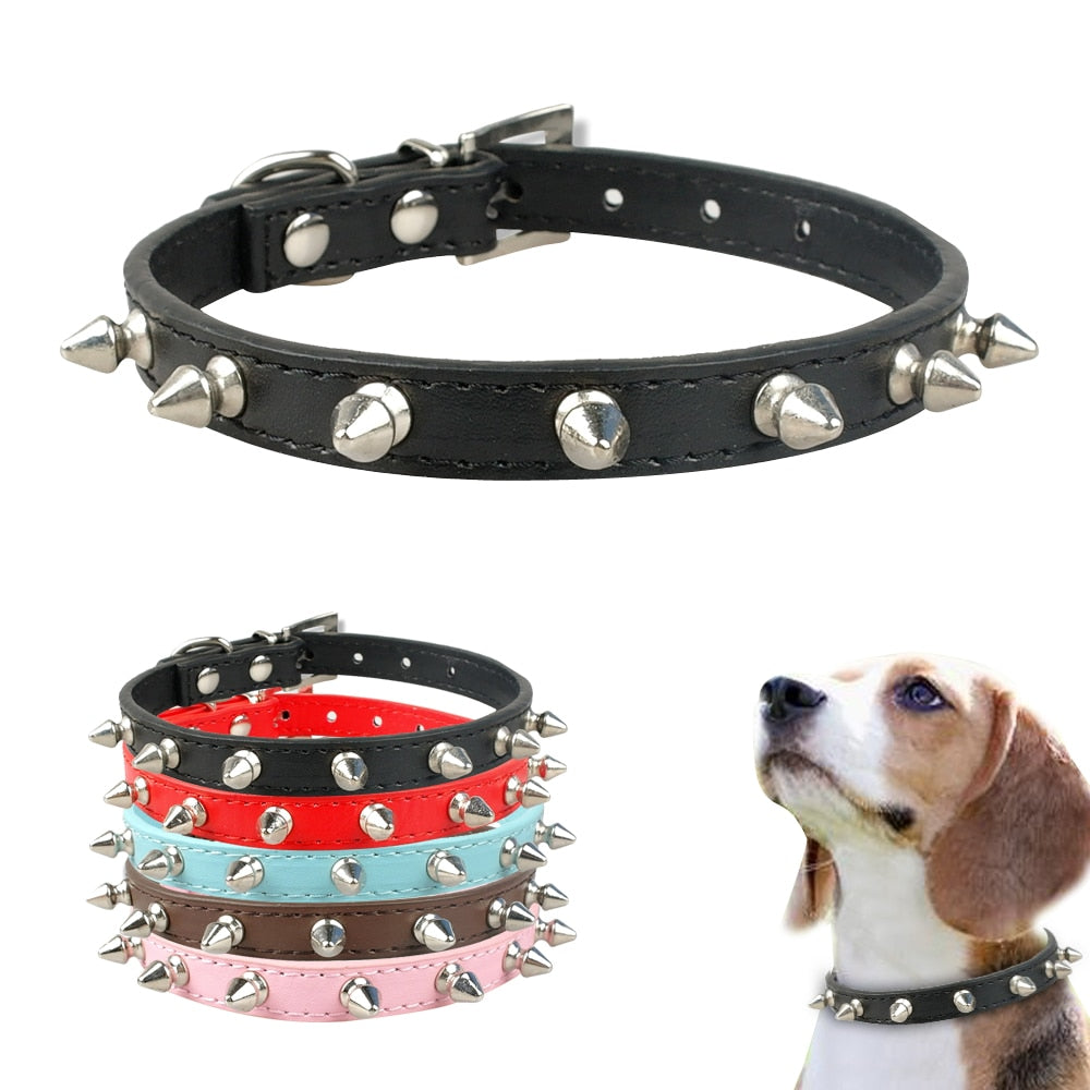 Cyan Ganymede 1 Row Cute Rivets Studded Dog Collar Puppy Cat