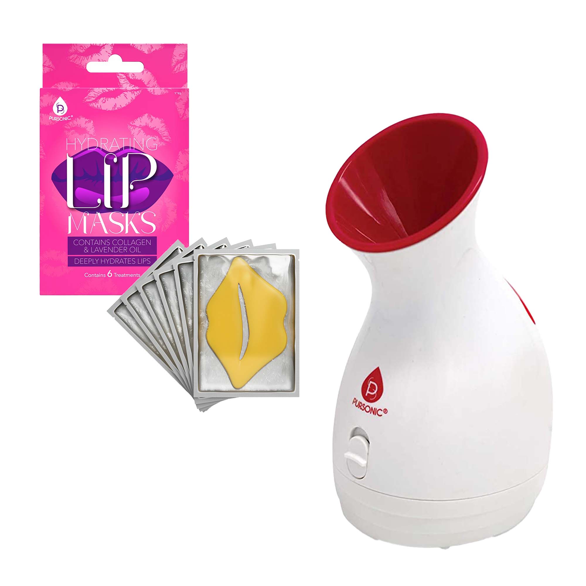 Pursonic Spa-Ready Skincare Bundle: Facial Steamer & Hydrating Lip Masks (Pack of 6)