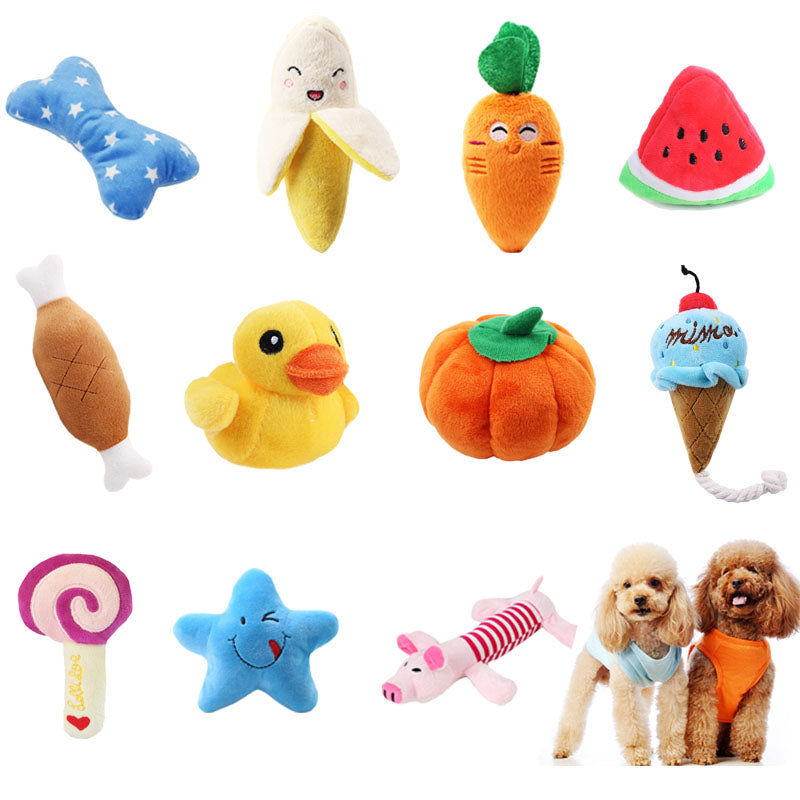 Green Hyperion 1pc Plush Dog Toys Squeaky Bone Ice Cream