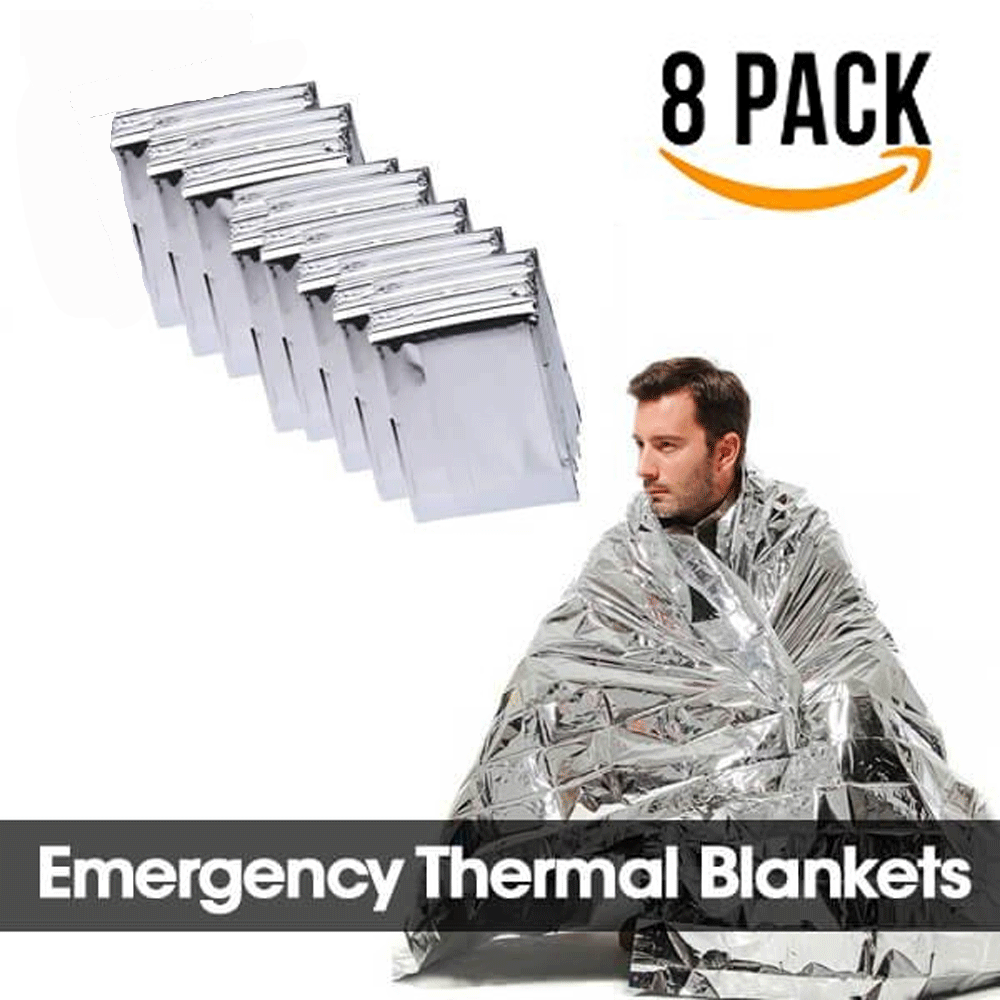 8 Pack Emergency Survival Blanket Thermal Insulating Mylar Heat