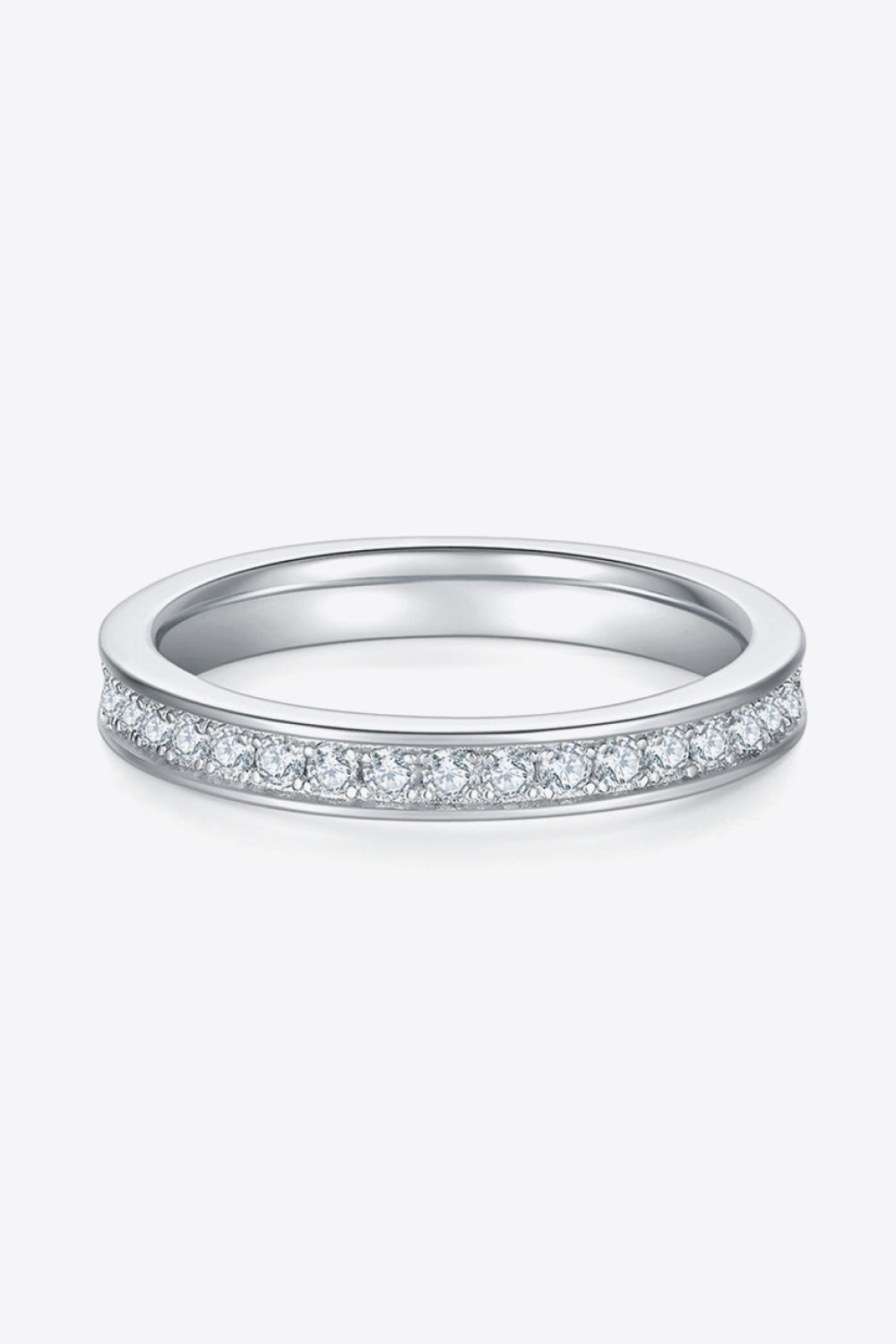 Unexplained Words 925 Sterling Silver Platinum-plated Moissanite Ring