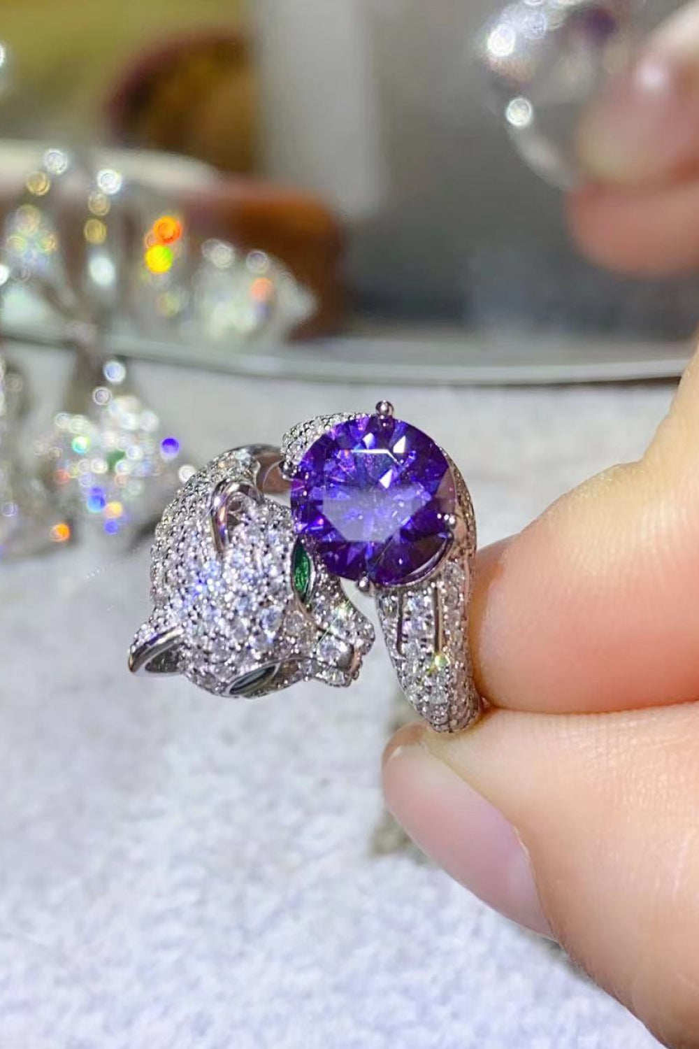 Moissanite Adjustable Animal Bypass Ring Image1