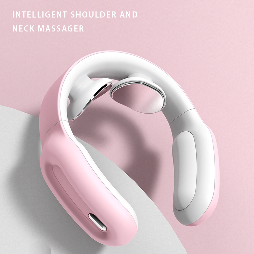 Pink Iolaus Smart Electric Neck Shoulder Massager Pain Relief Relaxation Tool
