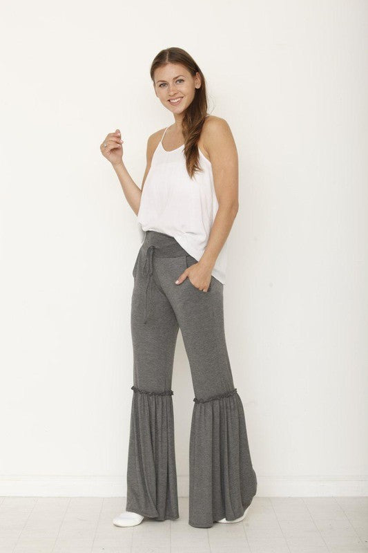 EG Fashion Drawstring Ruffle Wide Leg Pants