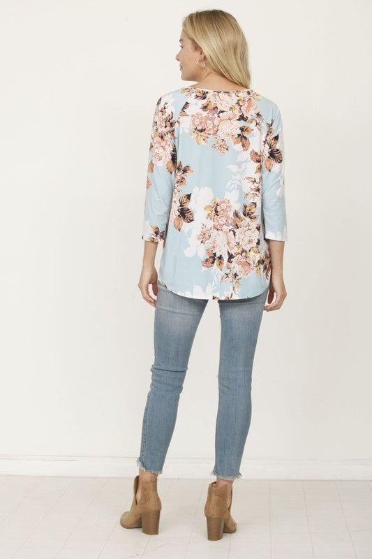 EG Fashion Plus Floral Bottom Knot Tunic