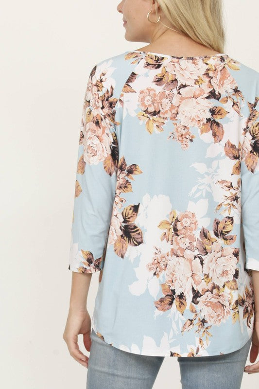 EG Fashion Plus Floral Bottom Knot Tunic