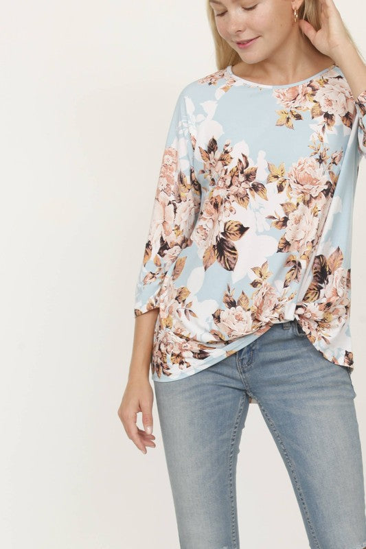 EG Fashion Plus Floral Bottom Knot Tunic