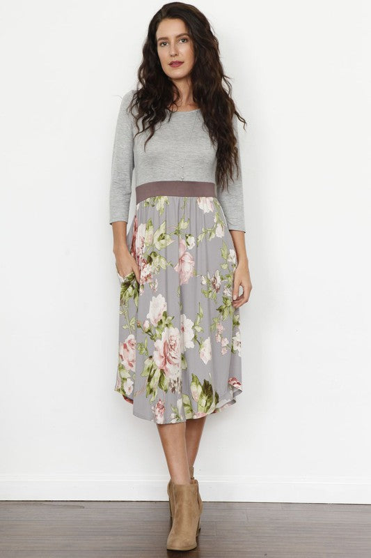 EG fashion Floral Band Midi Dress