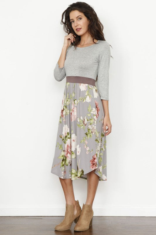 EG fashion Floral Band Midi Dress