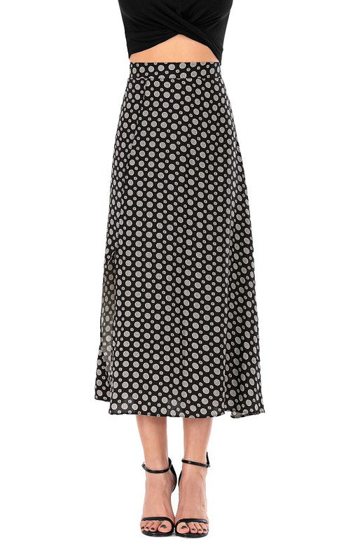 Calison Inc Women's Casual Polka Dot Fashion Maxi Skirt