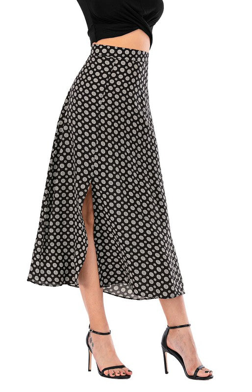 Calison Inc Women's Casual Polka Dot Fashion Maxi Skirt