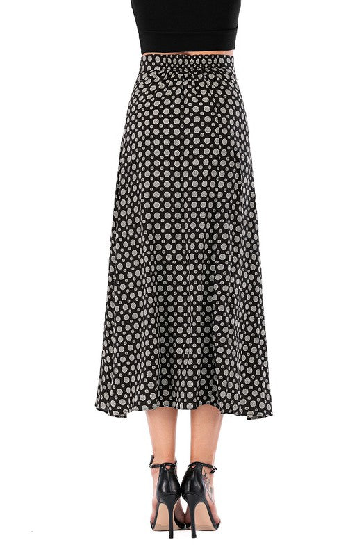 Calison Inc Women's Casual Polka Dot Fashion Maxi Skirt