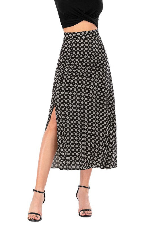 Calison Inc Women's Casual Polka Dot Fashion Maxi Skirt
