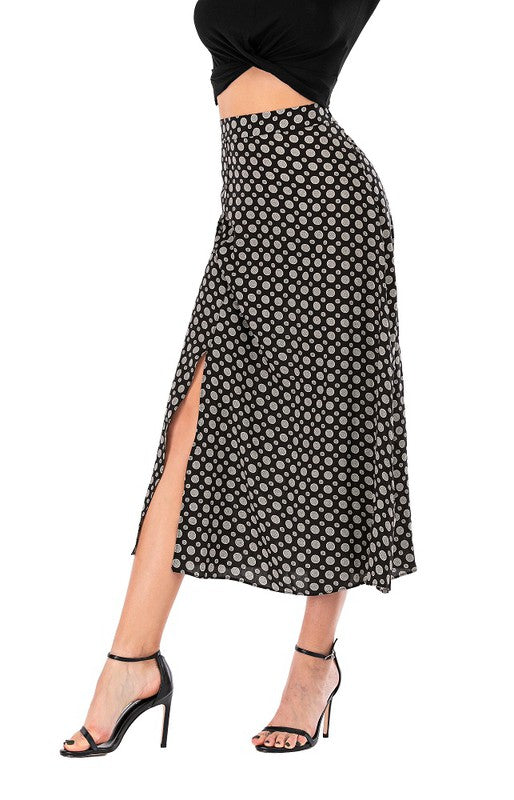 Calison Inc Women's Casual Polka Dot Fashion Maxi Skirt