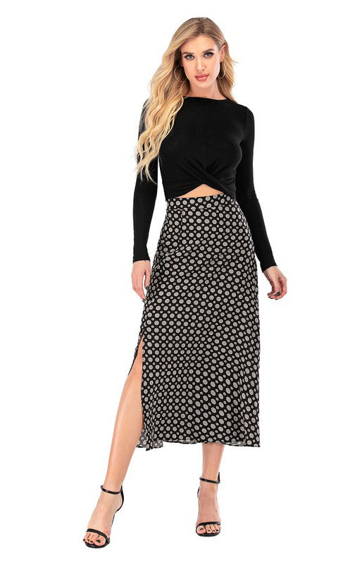Calison Inc Women's Casual Polka Dot Fashion Maxi Skirt