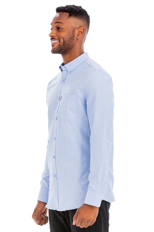 Weiv Mens Solid Long Sleeve Button Down