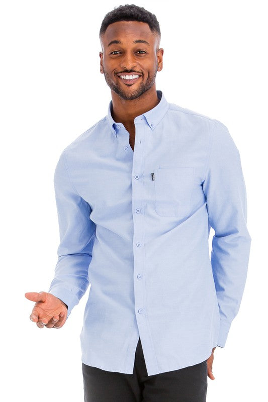 Weiv Mens Solid Long Sleeve Button Down