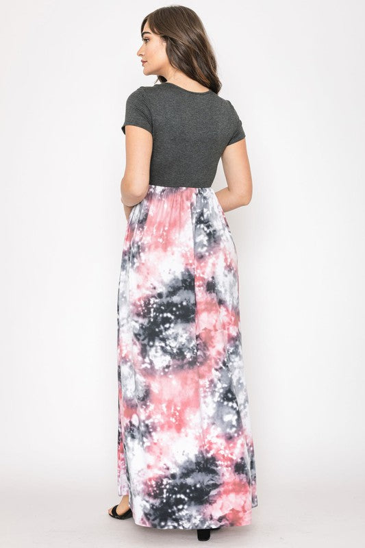 EG fashion Two Tone Tie Dye Maxi Dress