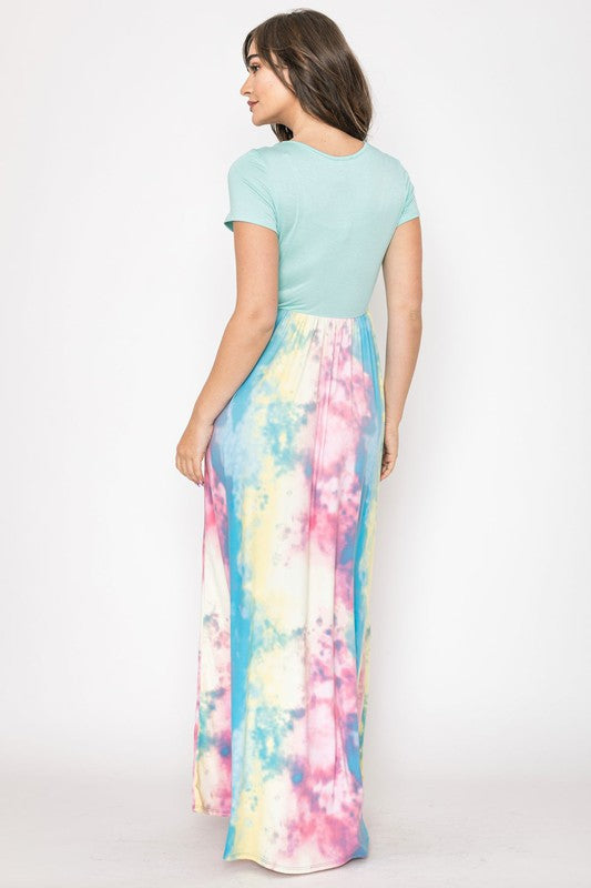 EG fashion Two Tone Tie Dye Maxi Dress