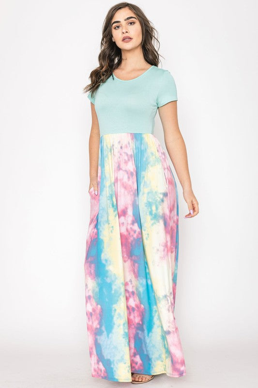 EG fashion Two Tone Tie Dye Maxi Dress