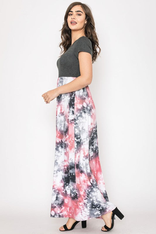 EG fashion Two Tone Tie Dye Maxi Dress