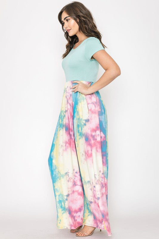 EG fashion Two Tone Tie Dye Maxi Dress