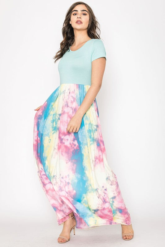 EG fashion Two Tone Tie Dye Maxi Dress