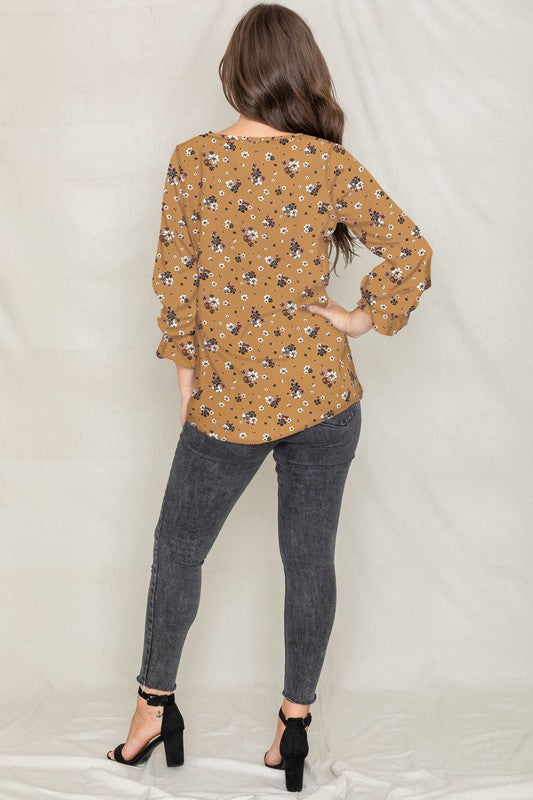 EG fashion Plus Floral Ruffle Sleeve Tunic