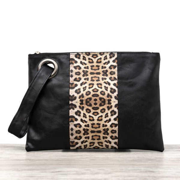 Aili's Corner Leopard Dual Tone Clutch