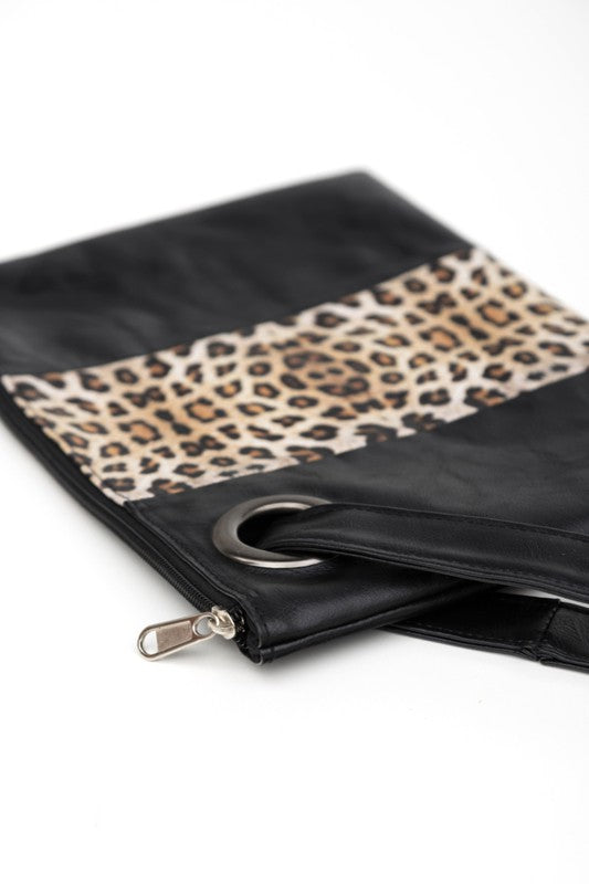 Aili's Corner Leopard Dual Tone Clutch