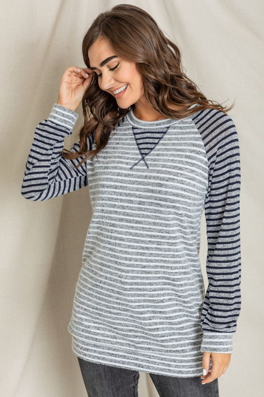 EG Fashion Stripe Two Tone Tunic