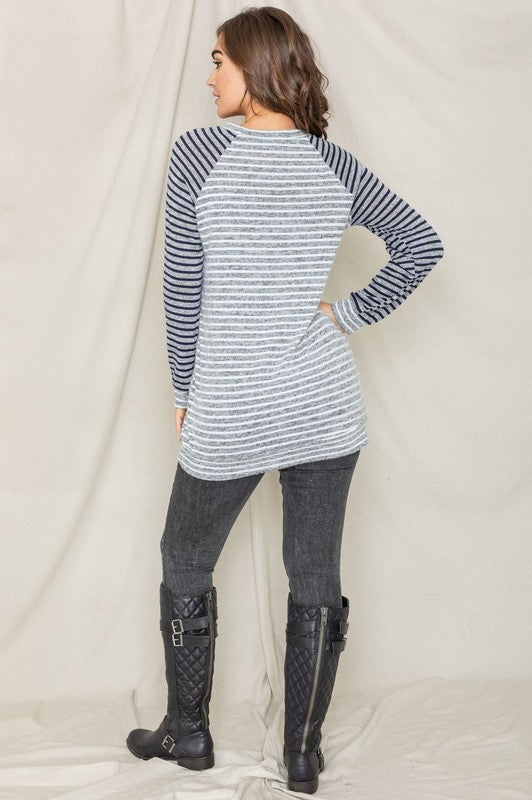 EG fashion Stripe Two Tone Shift Tunic Dress