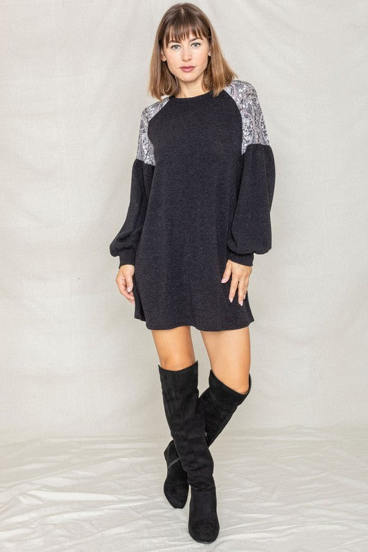 EG Fashion Plus Paisley Shoulder Accent Tunic Dress