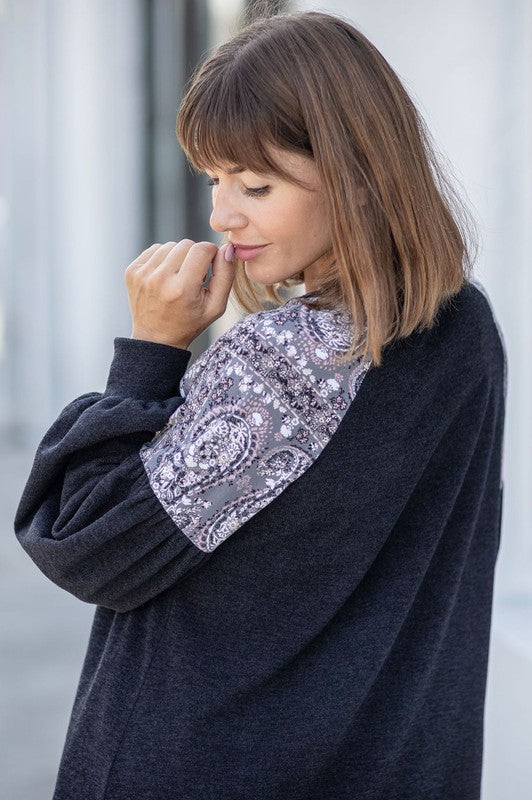 EG Fashion Plus Paisley Shoulder Accent Tunic Dress