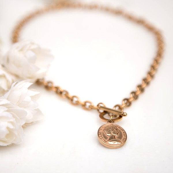 Aili's Corner Coin Accent Chain Necklace