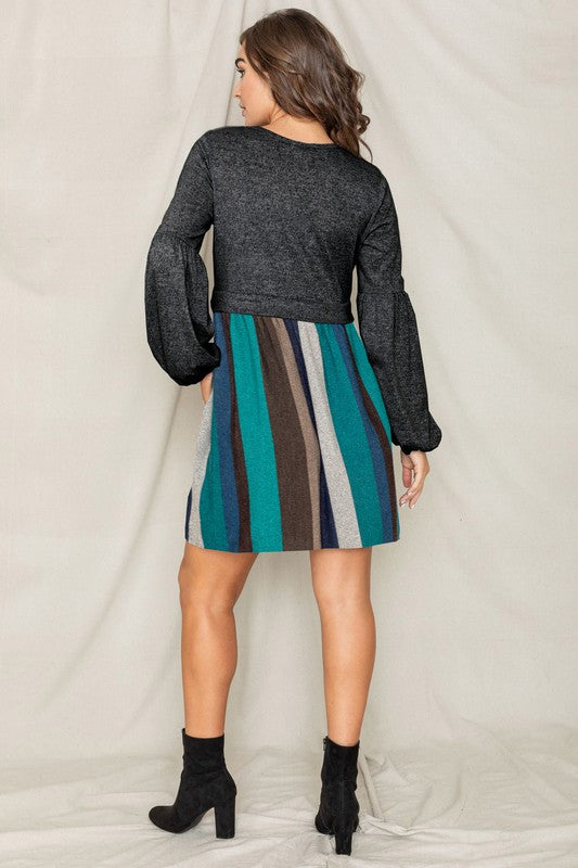 EG fashion Balloon Sleeve Pullover Dress
