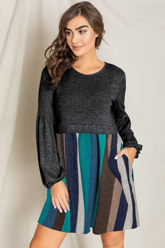 EG fashion Balloon Sleeve Pullover Dress