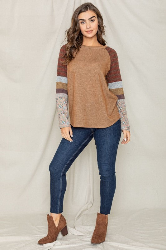 EG fashion Color Block Sleeve Tunic
