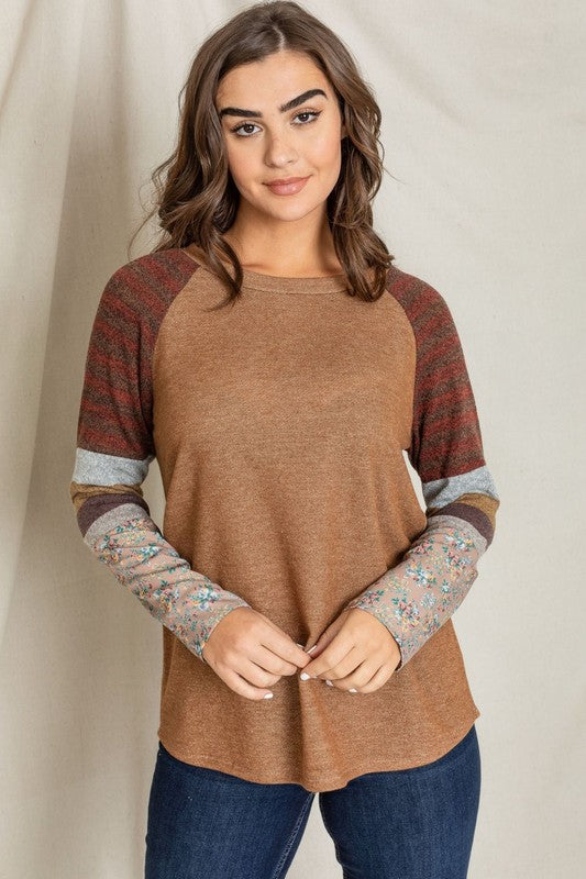 EG fashion Color Block Sleeve Tunic