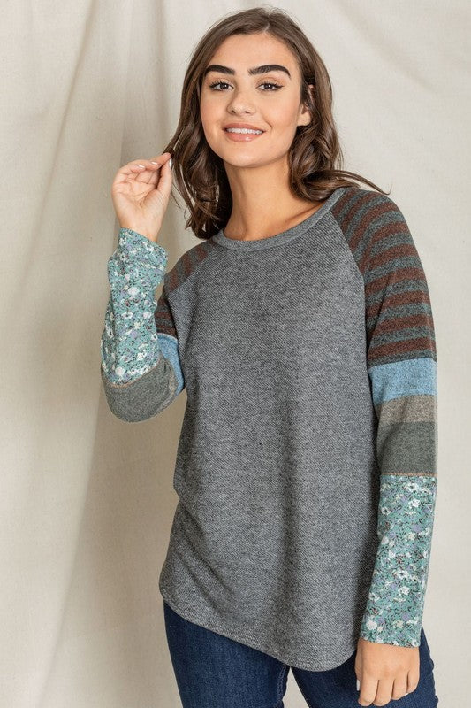 EG fashion Color Block Sleeve Tunic
