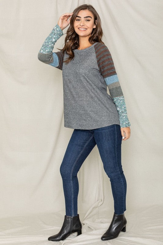 EG fashion Color Block Sleeve Tunic