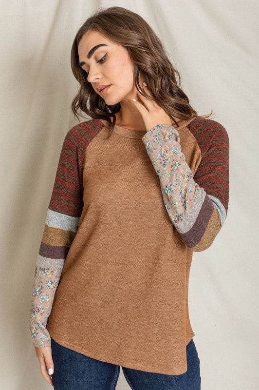 EG fashion Color Block Sleeve Tunic