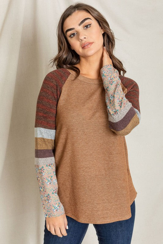 EG fashion Color Block Sleeve Tunic