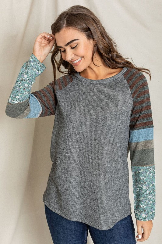 EG fashion Color Block Sleeve Tunic