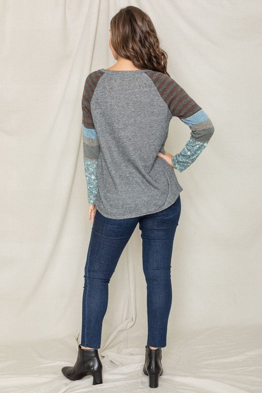 EG fashion Color Block Sleeve Tunic