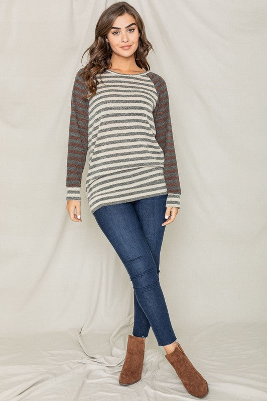 EG fashion Two Tone Terry Stripe Tunic