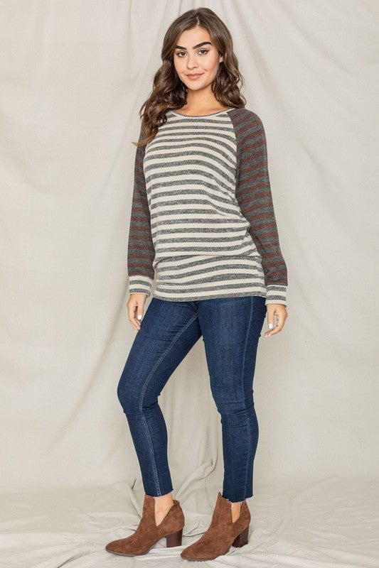 EG fashion Two Tone Terry Stripe Tunic