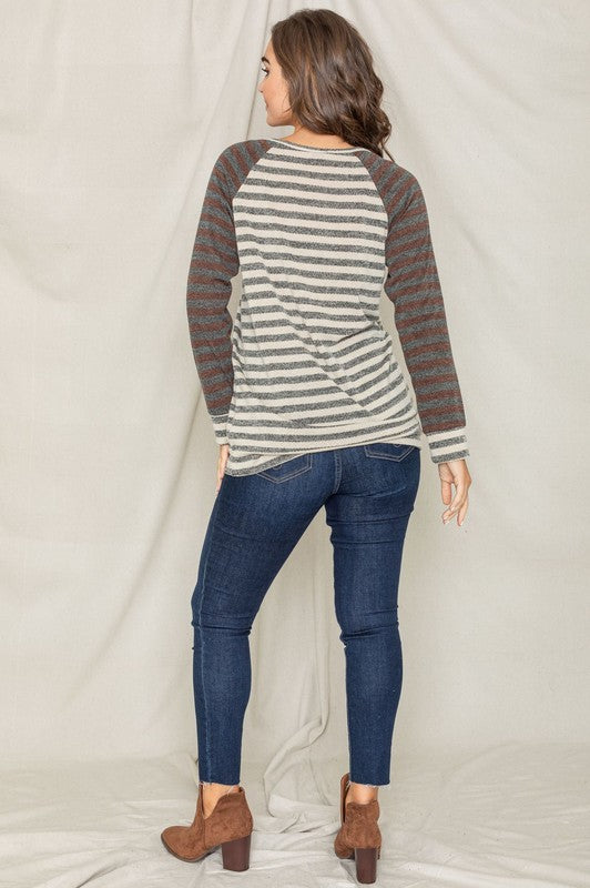 EG fashion Two Tone Terry Stripe Tunic