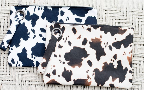 Aili's Corner Cow Print Oversized Everyday Clutch
